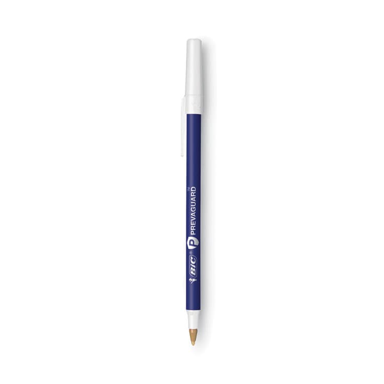 BIC CORP. PrevaGuard Round Stic Ballpoint Pen, Stick, Medium 1 mm, Blue Ink, Blue Barrel, 8/Pack (BICGSAMP81BE) thumbnail 4