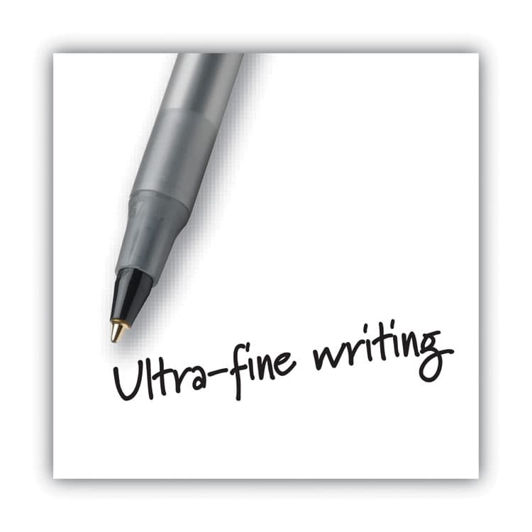 BIC CORP. Round Stic Xtra Precision Ballpoint Pen, Stick, Fine 0.8 mm, Black Ink, Smoke Barrel, Dozen (BICGSF11BK) thumbnail 4