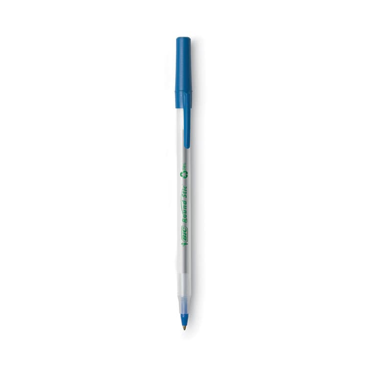 BIC CORP. Ecolutions Round Stic Ballpoint Pen Value Pack, Stick, Medium 1 mm, Blue Ink, Clear Barrel, 50/Pack (BICGSME509BE) thumbnail 4
