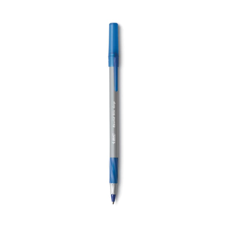 BIC CORP. Round Stic Grip Xtra Comfort Ballpoint Pen, Easy-Glide System, Stick, Medium 1.2 mm, Blue Ink, Gray/Blue Barrel, Dozen (BICGSMG11BE) thumbnail 3