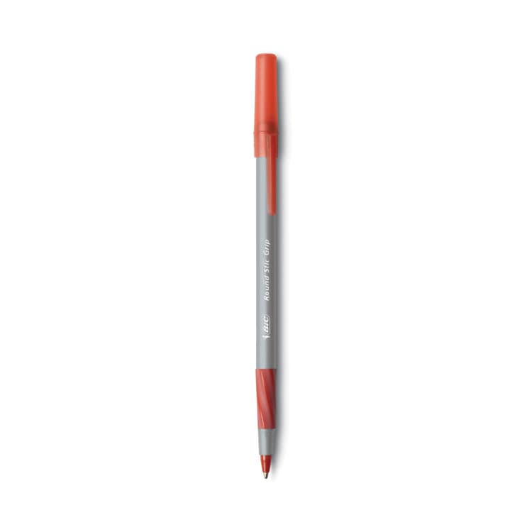 BIC CORP. Round Stic Grip Xtra Comfort Ballpoint Pen, Easy-Glide System, Stick, Medium 1.2 mm, Red Ink, Gray/Red Barrel, Dozen (BICGSMG11RD) thumbnail 4