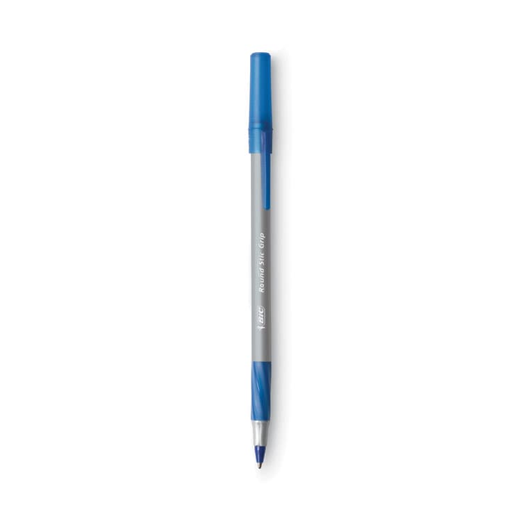 BIC CORP. Round Stic Grip Xtra Comfort Ballpoint Pen Value Pack, Easy-Glide, Stick, Medium 1.2 mm, Blue Ink, Gray/Blue Barrel, 36/Pack (BICGSMG361BE) thumbnail 3