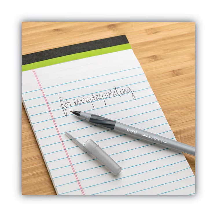 BIC CORP. Round Stic Grip Xtra Comfort Ballpoint Pen Value Pack, Easy-Glide, Stick, Medium 1.2mm, Black Ink, Gray/Black Barrel, 36/Pack (BICGSMG361BK) thumbnail 4