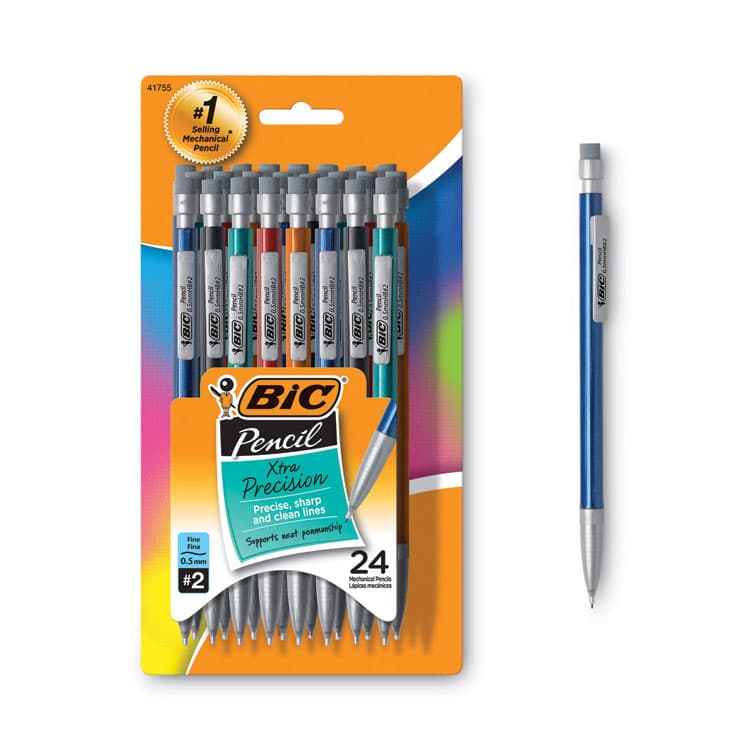 BIC CORP. Xtra-Precision Mechanical Pencil Value Pack, 0.5 mm, HB (#2), Black Lead, Assorted Barrel Colors, 24/Pack (BICMPLMFP241) thumbnail 3