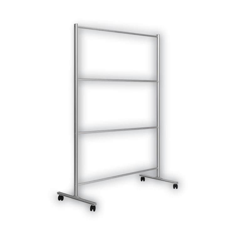 BI-SILQUE VISUAL COMMUNICATION PRODUCTS Protector Series Mobile Glass Panel Divider, 49 x 22 x 81, Clear/Aluminum (BVCDSP273046) thumbnail 2