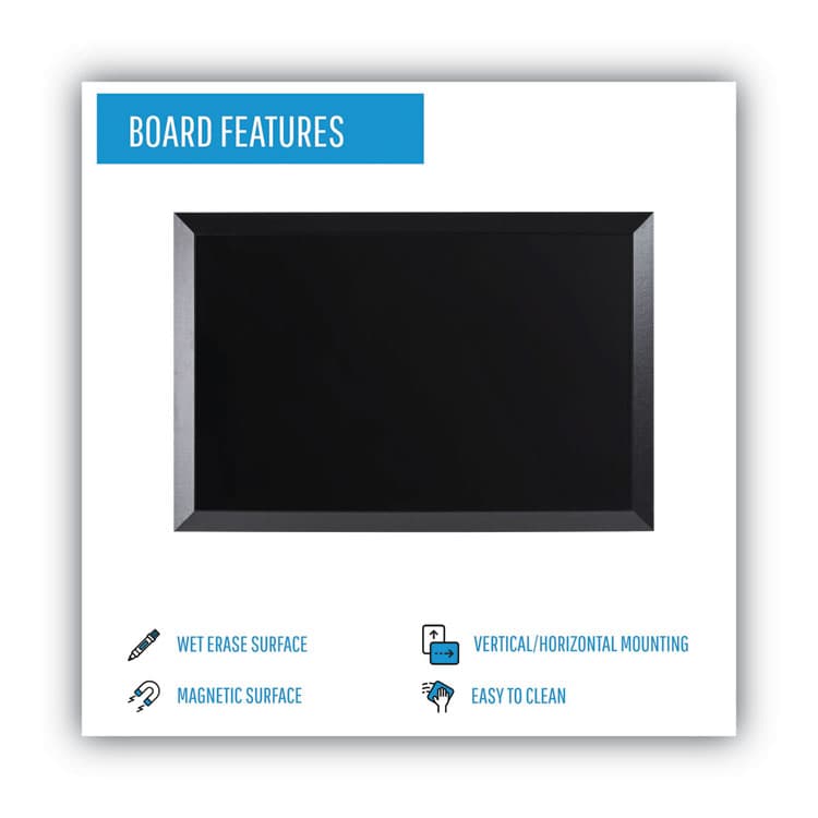 BI-SILQUE VISUAL COMMUNICATION PRODUCTS Kamashi Wet-Erase Board, Black 34" x 22" Surface, Black 36" x 24" Frame (BVCMM07151620) thumbnail 4