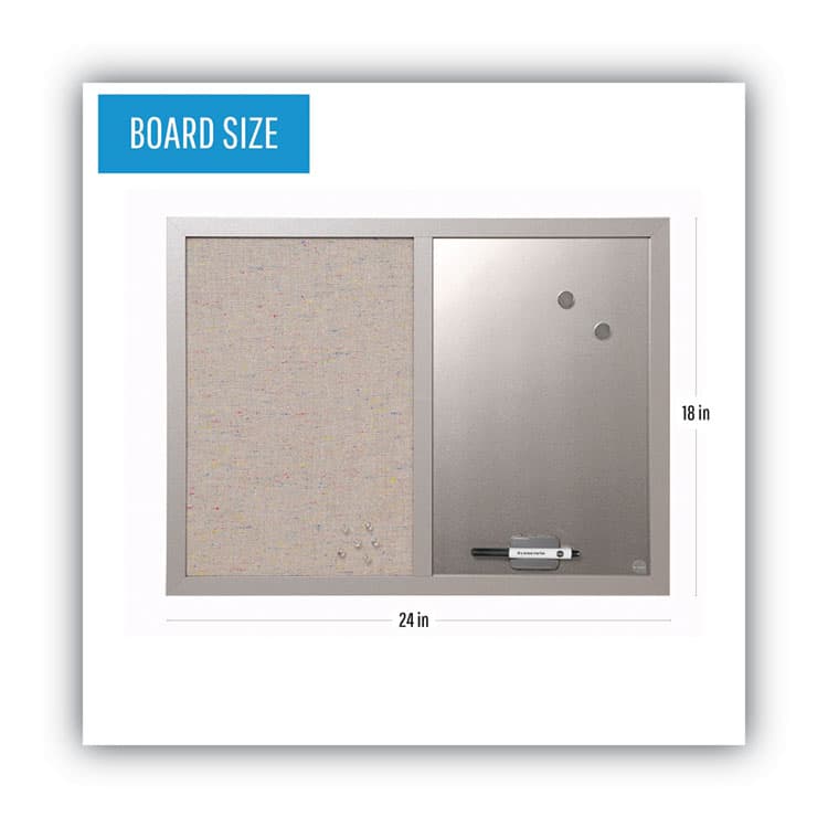 BI-SILQUE VISUAL COMMUNICATION PRODUCTS Designer Fabric Bulletin Board, Combo Magnetic Dry Erase/Bulletin, 24" x 18", Multicolor/Gray Surface, Gray Fiberboard Frame (BVCMX04331608) thumbnail 2