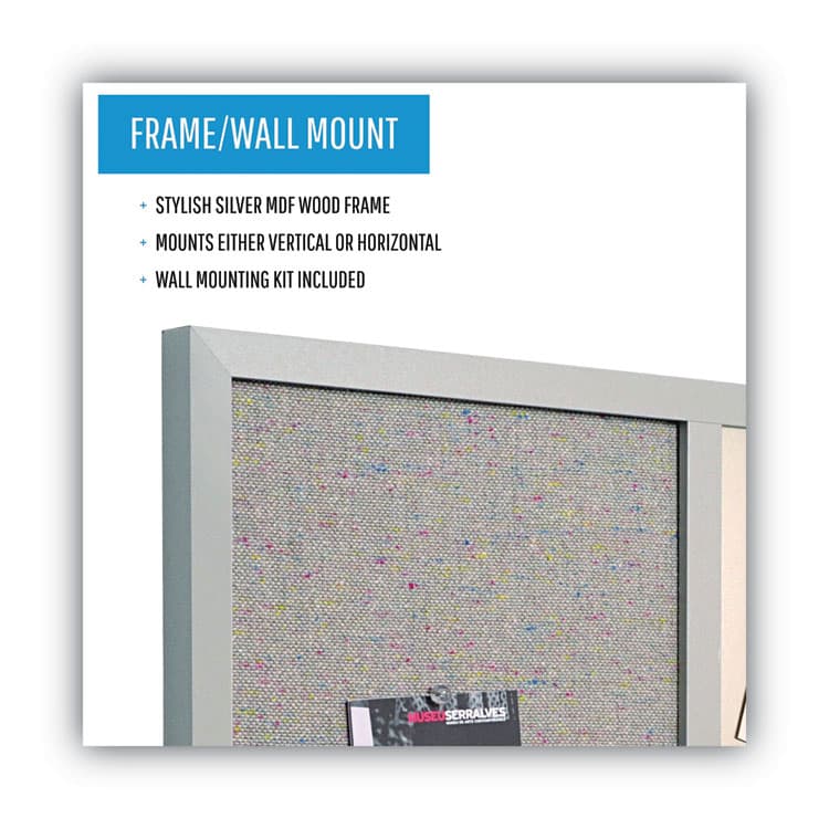 BI-SILQUE VISUAL COMMUNICATION PRODUCTS Designer Fabric Bulletin Board, Combo Magnetic Dry Erase/Bulletin, 24" x 18", Multicolor/Gray Surface, Gray Fiberboard Frame (BVCMX04331608) thumbnail 4