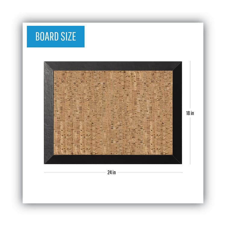 BI-SILQUE VISUAL COMMUNICATION PRODUCTS Natural Cork Bulletin Board, 24" x 18", Tan Surface, Black Wood Frame (BVCSF0422581012) thumbnail 2