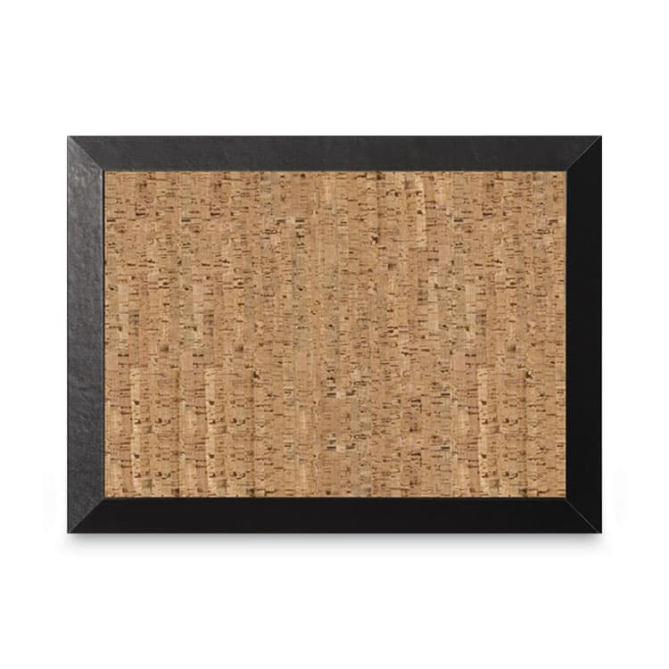 BI-SILQUE VISUAL COMMUNICATION PRODUCTS Natural Cork Bulletin Board, 36" x 24", Tan Surface, Black Wood Frame (BVCSF0722581012)