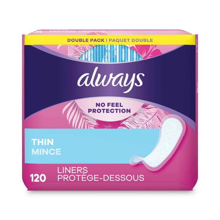 PROCTER & GAMBLE Thin Daily Panty Liners, Regular Absorbency, 120/Pack, 6 Packs/Carton (PGC10796)