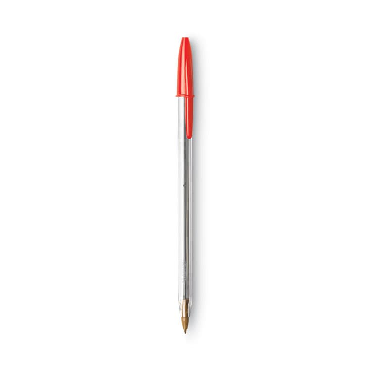 BIC CORP. Cristal Xtra Smooth Ballpoint Pen, Stick, Medium 1 mm, Red Ink, Clear Barrel, Dozen (BICMS11RD) thumbnail 2