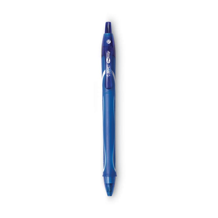 BIC CORP. Gel-ocity Quick Dry Gel Pen, Retractable, Medium 0.7 mm, Blue Ink, Blue Barrel, Dozen (BICRGLCG11BE) thumbnail 2