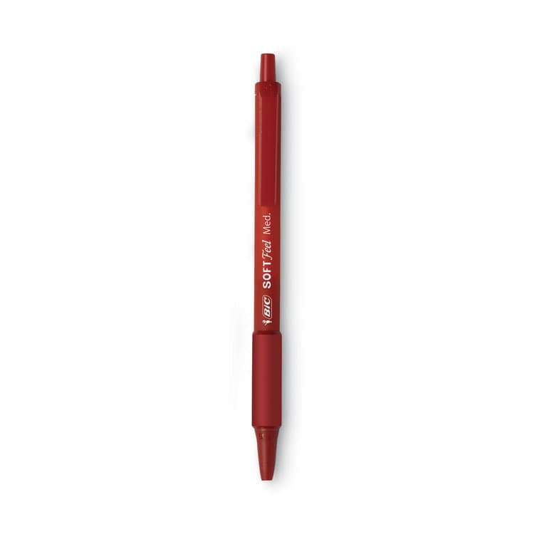 BIC CORP. Soft Feel Ballpoint Pen, Retractable, Medium 1 mm, Red Ink, Red Barrel, Dozen (BICSCSM11RD) thumbnail 2