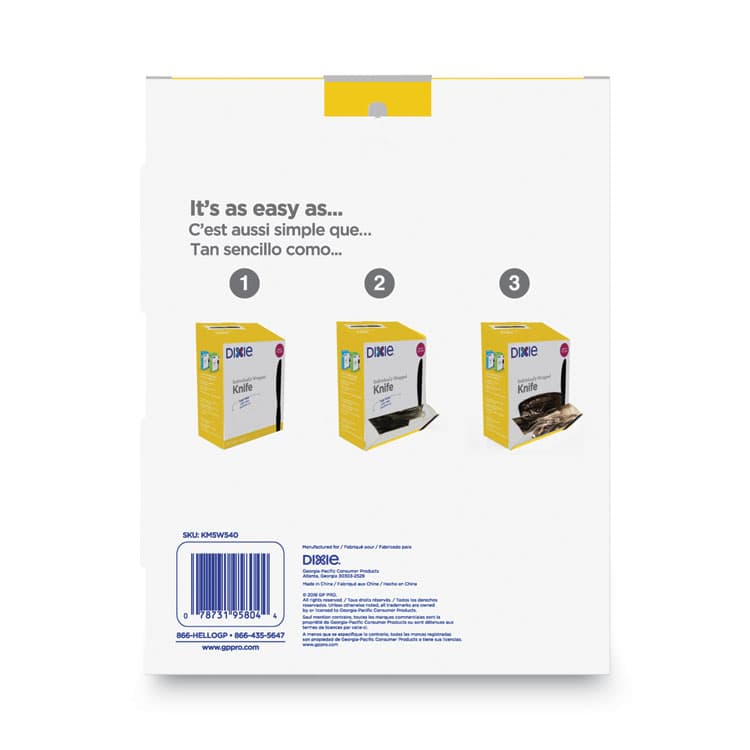 DIXIE FOOD SERVICE Grab'N Go Wrapped Cutlery, Knife, Plastic, Black, 90/Box (DXEKM5W540PK) thumbnail 3