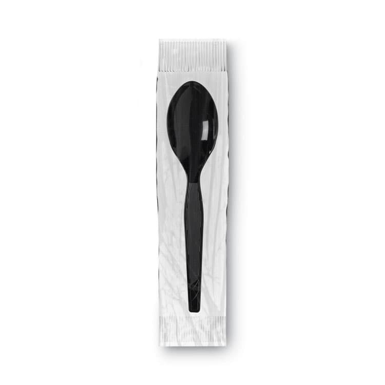 DIXIE FOOD SERVICE Grab'N Go Wrapped Cutlery, Spoon, Plastic, Black, 90/Box (DXETM5W540PK) thumbnail 3