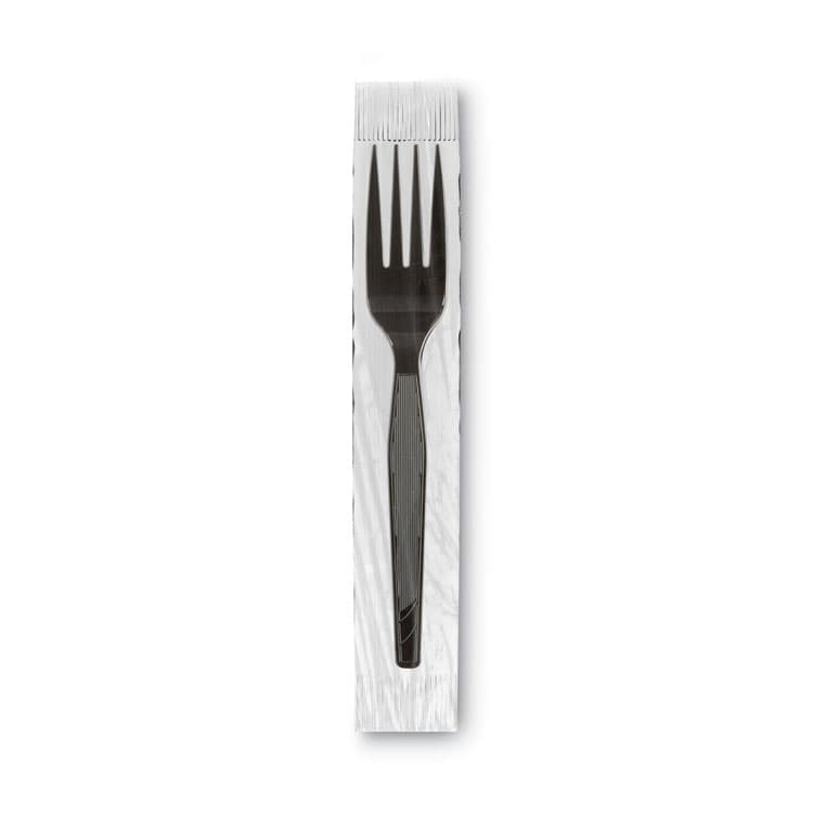 DIXIE FOOD SERVICE Grab'N Go Wrapped Cutlery, Fork, Plastic, Black, 90/Box (DXEFM5W540PK) thumbnail 2