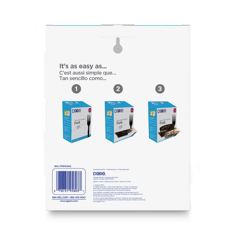DIXIE FOOD SERVICE Grab'N Go Wrapped Cutlery, Fork, Plastic, Black, 90/Box (DXEFM5W540PK) thumbnail 3