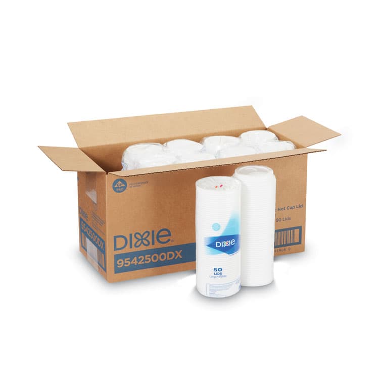 DIXIE FOOD SERVICE Dome Lid, Fits 10 oz to 16 oz PerfecTouch Hot Cups/12 oz to 20 oz WiseSize Hot Cups, Plastic, White, 500/Carton (DXE9542500DXCT) thumbnail 2