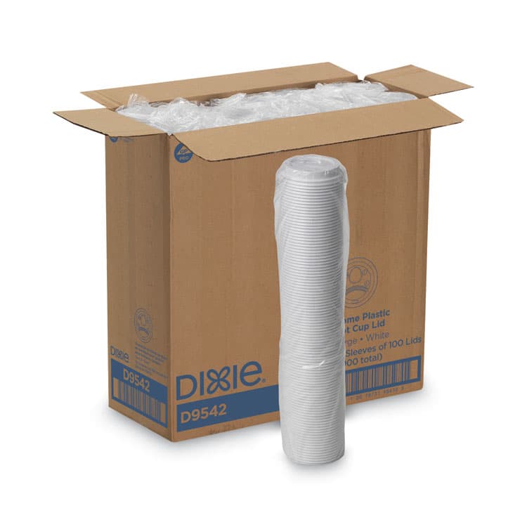 DIXIE FOOD SERVICE Dome Drink-Thru Lids, Fits 10 oz to 16 oz Hot Cups, Plastic, White, 1,000/Carton (DXED9542) thumbnail 2