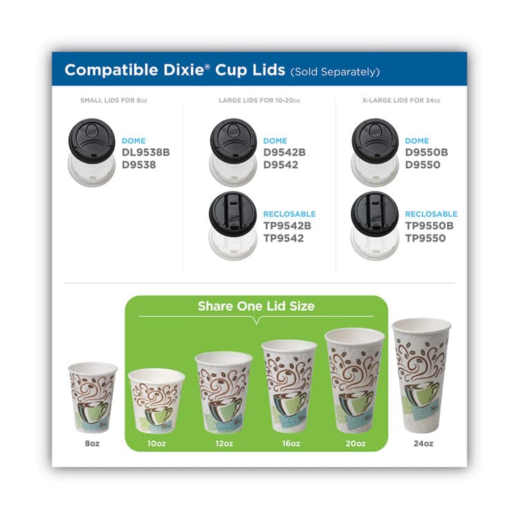 DIXIE FOOD SERVICE PerfecTouch Paper Hot Cups and Lids Combo, 12 oz, Multicolor, 50 Cups/Lids/Pack (DXE5342COMBO600) thumbnail 4