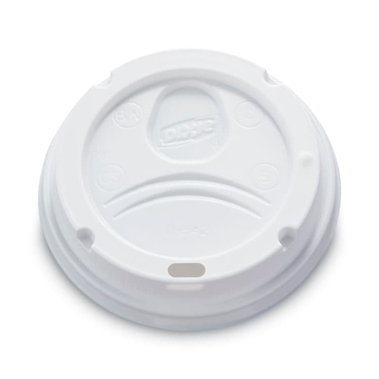 DIXIE FOOD SERVICE Dome Drink-Thru Lids, Fits 10 oz to 16 oz PerfecTouch Hot Cups/12 oz to 20 oz WiseSize Hot Cups, Plastic, White, 50/Pack (DXE9542500DXPK)