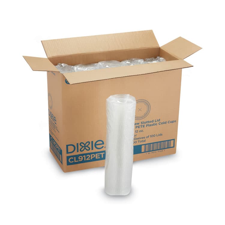 DIXIE FOOD SERVICE Cold Drink Cup Lids, Fits 9 oz to 12 oz Cold Cups, Plastic, Clear, 100/Sleeve, 10 Sleeves/Carton (DXECL912PET) thumbnail 2