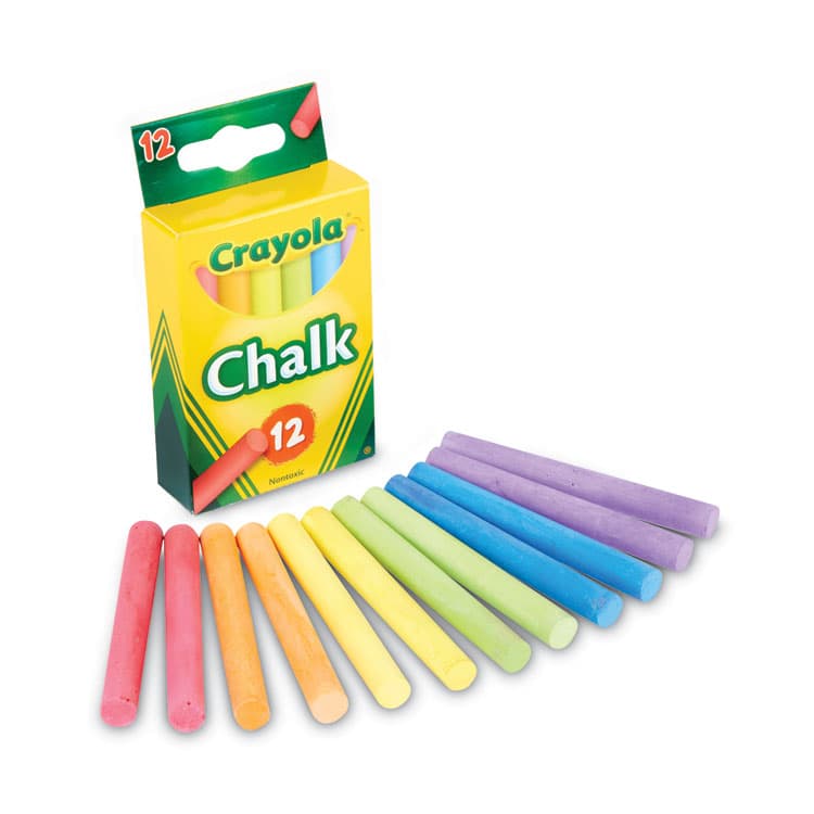 BINNEY & SMITH / CRAYOLA Chalk, 3" x 0.38" Diameter, 6 Assorted Colors, 12 Sticks/Box (CYO510816)