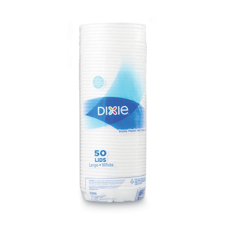 DIXIE FOOD SERVICE Dome Drink-Thru Lids, Fits 10 oz to 16 oz PerfecTouch Hot Cups/12 oz to 20 oz WiseSize Hot Cups, Plastic, White, 50/Pack (DXE9542500DXPK) thumbnail 4