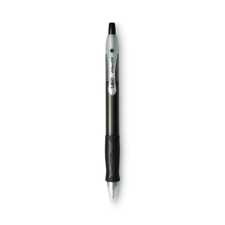 BIC CORP. Velocity Easy Glide Ballpoint Pen, Retractable, Medium 1 mm, Black Ink, Translucent Black Barrel, Dozen (BICVLG11BK) thumbnail 2