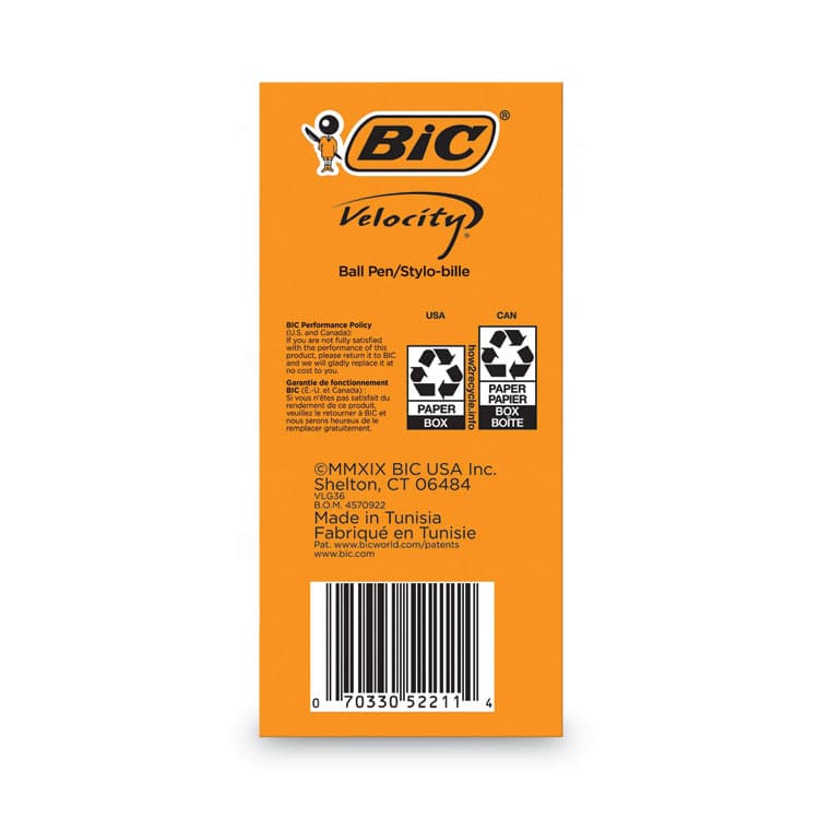 BIC CORP. Velocity Easy Glide Ballpoint Pen Value Pack, Retractable, Medium 1 mm, Blue Ink, Translucent Blue Barrel, 36/Pack (BICVLG361BE) thumbnail 3
