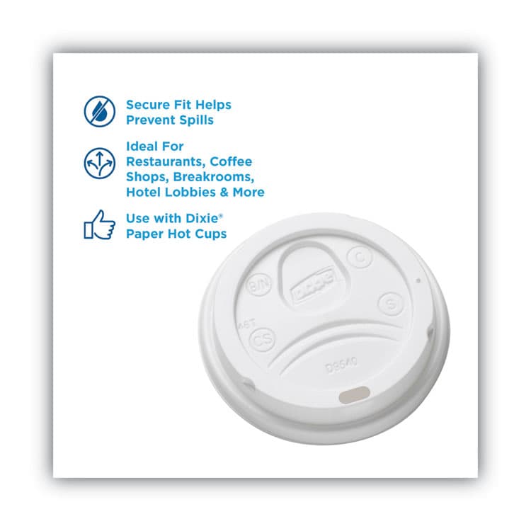 DIXIE FOOD SERVICE Sip-Through Dome Hot Drink Lids, Fits 10 oz Hot Cups, Plastic, White, 100/Pack (DXEDL9540) thumbnail 3