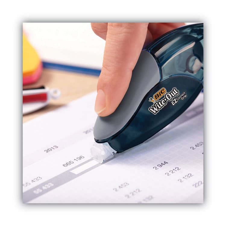 BIC CORP. Wite-Out Brand EZ Correct Grip Correction Tape, Non-Refillable, 0.17" x 33.5 ft, Translucent Smoke Dispenser, 2/Pack (BICWOECGP21) thumbnail 3