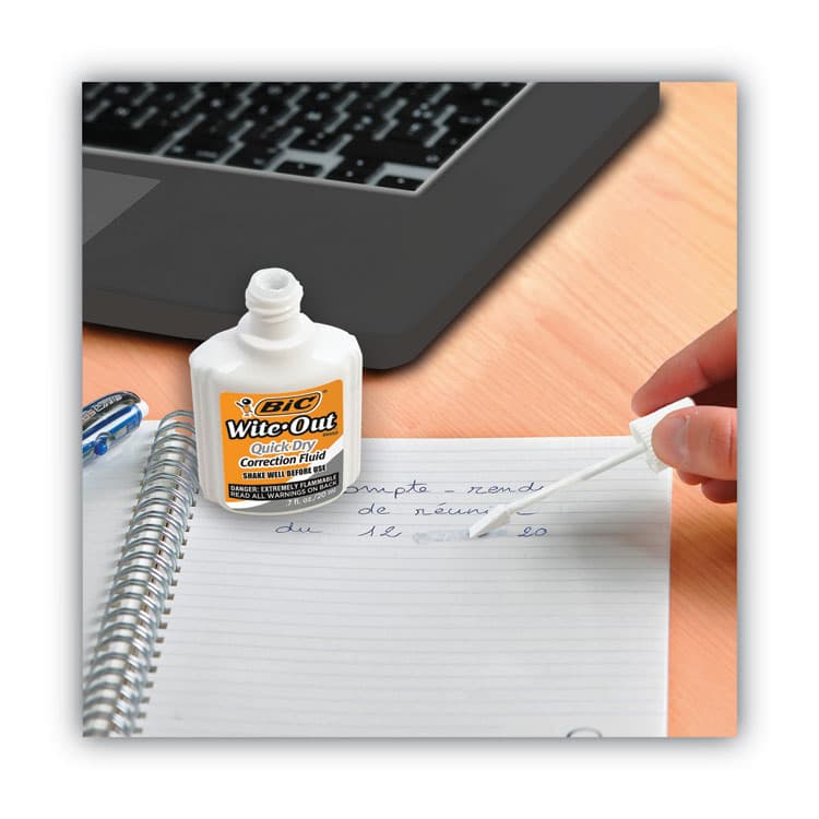 BIC CORP. Wite-Out Quick Dry Correction Fluid Value Pack, Foam Brush Tip Applicator, 0.68 oz Bottle, White, Dozen (BICWOFQD12WE) thumbnail 4