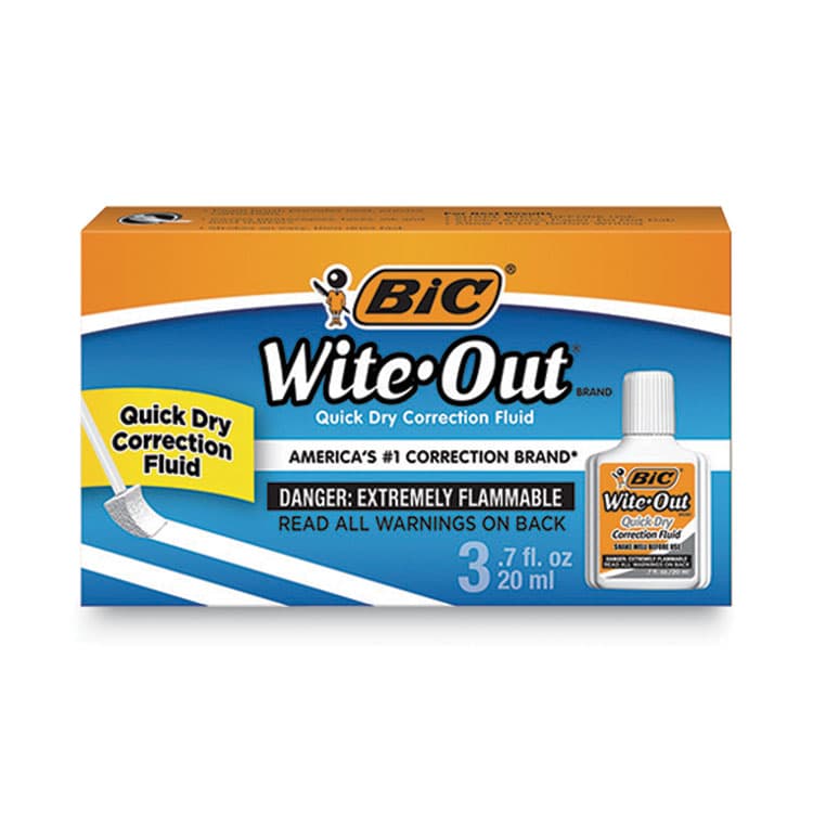 BIC CORP. Wite-Out Quick Dry Correction Fluid, Foam Brush Tip Applicator, 0.68 oz Bottle, White, 3/Pack (BICWOFQD324)