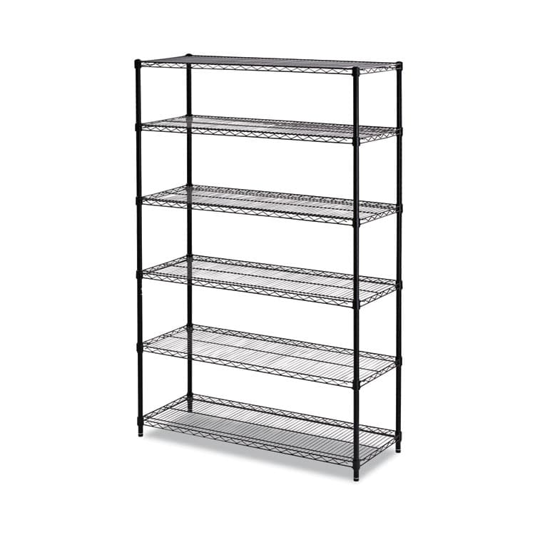 ALERA NSF Certified 6-Shelf Wire Shelving Kit, 48w x 18d x 72h, Black (ALESW664818BL)