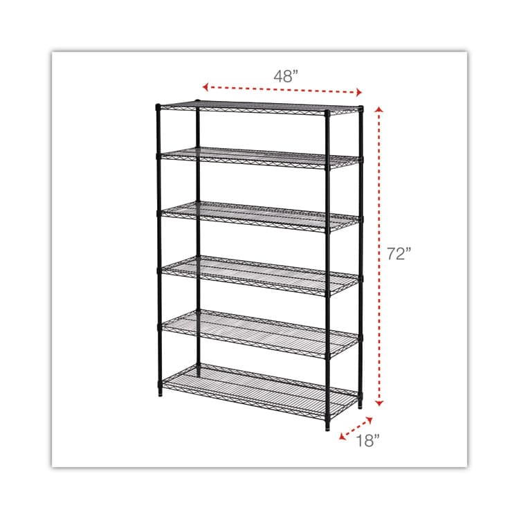 ALERA NSF Certified 6-Shelf Wire Shelving Kit, 48w x 18d x 72h, Black (ALESW664818BL) thumbnail 2
