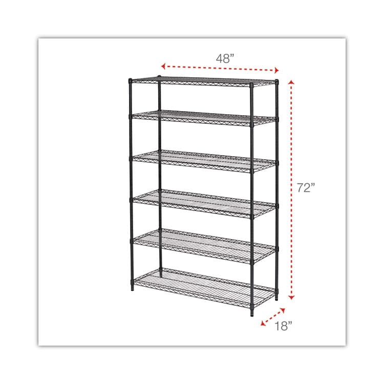 ALERA NSF Certified 6-Shelf Wire Shelving Kit, 48w x 18d x 72h, Black Anthracite (ALESW664818BA) thumbnail 2