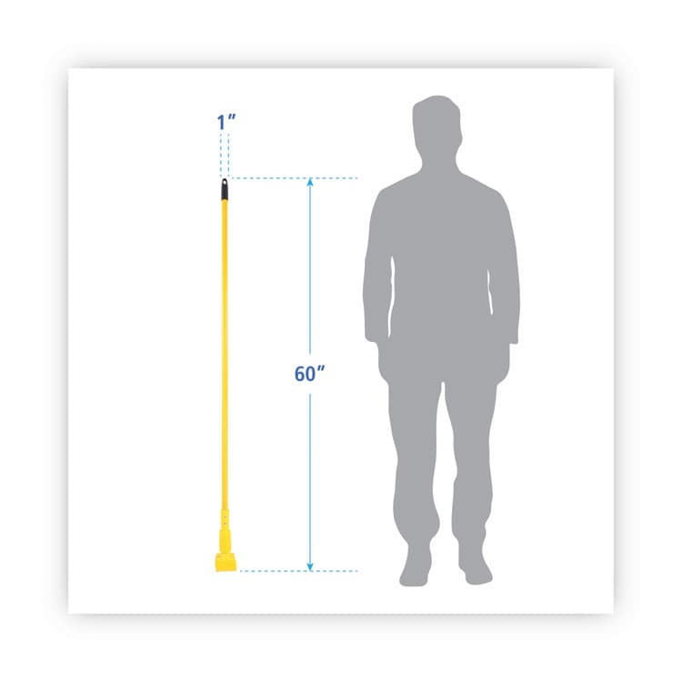 BOARDWALK Plastic Jaws Mop Handle for 5" Wide Mop Heads, 1" dia x 60", Yellow (BWK610) thumbnail 2