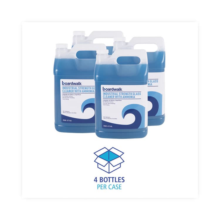 BOARDWALK Industrial Strength Glass Cleaner with Ammonia, 1 gal Bottle, 4/Carton (BWK4714A) thumbnail 3