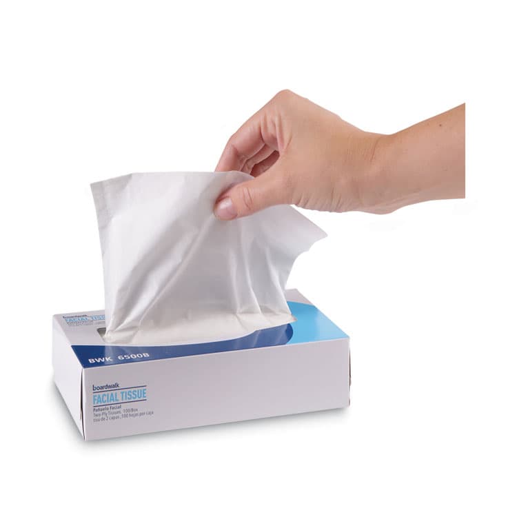 BOARDWALK Office Packs Facial Tissue, Flat Box, 2-Ply, White, 100 Sheets/Box, 30 Boxes/Carton (BWK6500B) thumbnail 3