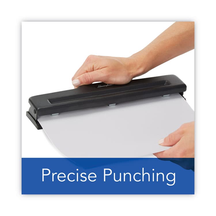 ACCO BRANDS, . 10-Sheet Desktop Light-Duty Two- to Three-Hole Adjustable Punch, 9/32" Holes, Black (SWI74015) thumbnail 3