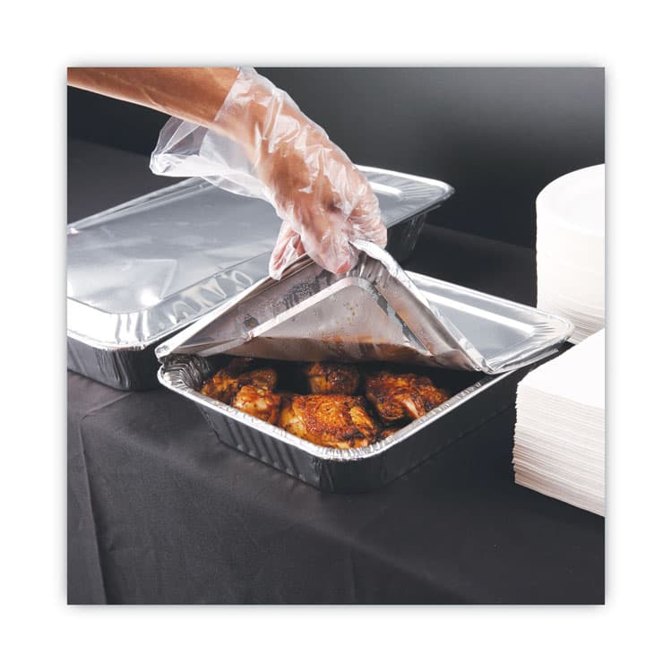 BOARDWALK Aluminum Steam Table Pan Lids, Fits Half-Size Deep Pan, 290 Gauge, 0.63" Deep, 10.5 x 12.81, 100/Carton (BWKLIDSTEAMHF) thumbnail 3