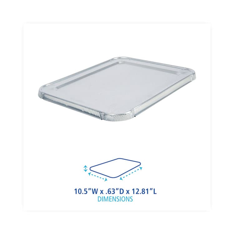 BOARDWALK Aluminum Steam Table Pan Lids, Fits Half-Size Deep Pan, 290 Gauge, 0.63" Deep, 10.5 x 12.81, 100/Carton (BWKLIDSTEAMHF) thumbnail 4