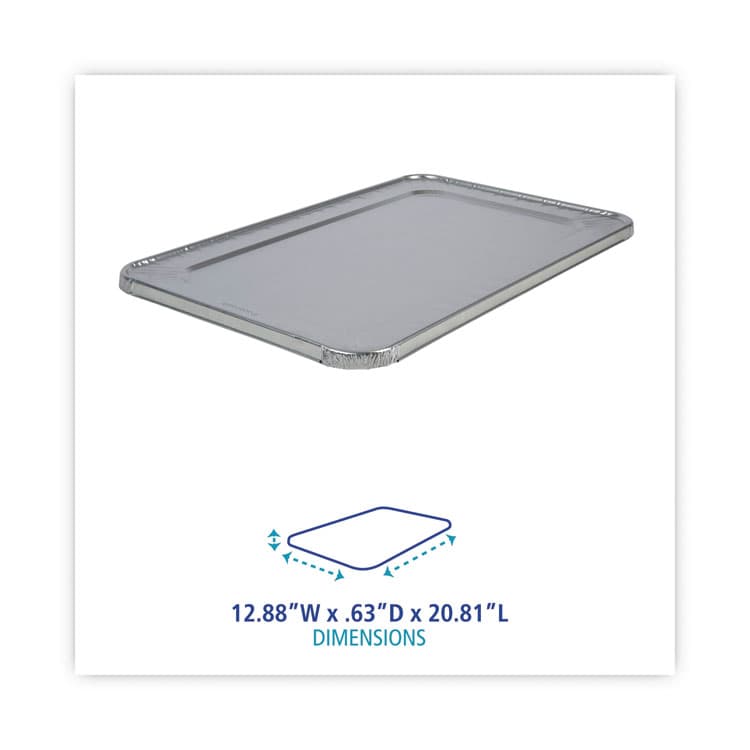 BOARDWALK Aluminum Steam Table Pan Lids, Fits Full-Size Deep Pan, 380 Gauge, 0.63" Deep, 12.88 x 20.81, 50/Carton (BWKLIDSTEAMFL) thumbnail 4