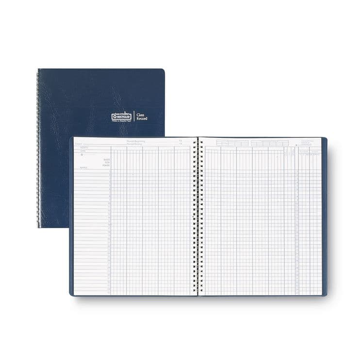 HOUSE OF DOOLITTLE Recycled Class Record Book, 8 Classes, 35 Students, 9 to 10 Week Terms, 40-Week Span, Blue Cover, 11 x 8.5 Sheets (HOD51407)