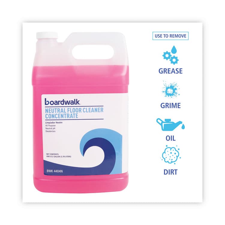 BOARDWALK Neutral Floor Cleaner Concentrate, Lemon Scent, 1 gal Bottle (BWK4404NEA) thumbnail 2