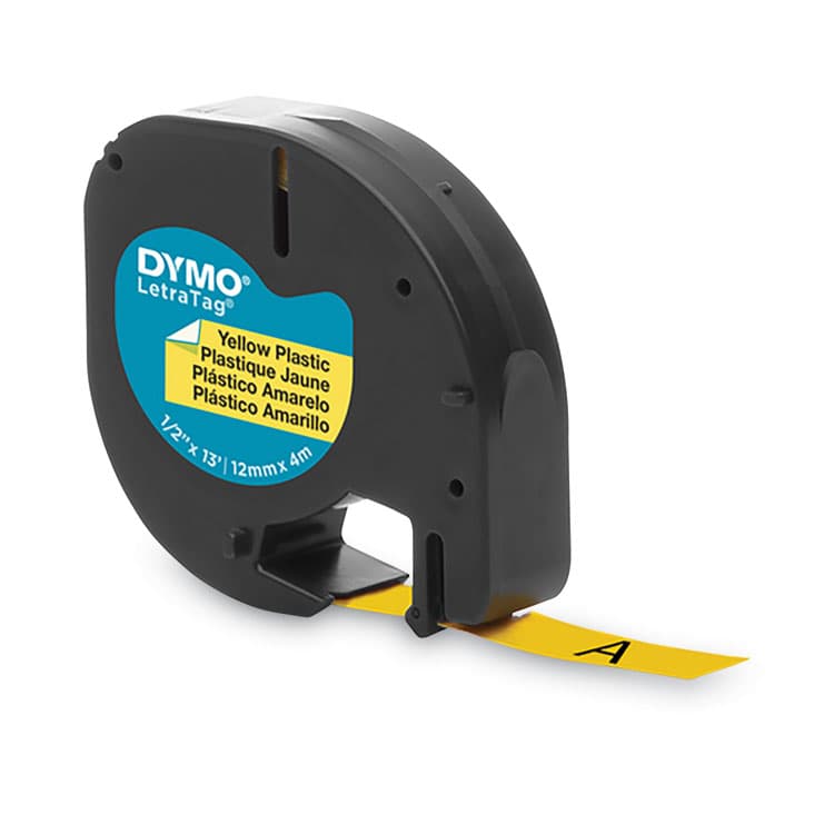 DYMO LetraTag Plastic Label Tape Cassette, 0.5" x 13 ft, Yellow (DYM91332) thumbnail 3