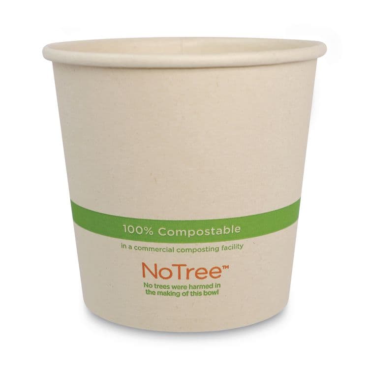 WORLD CENTRIC No Tree Paper Bowls, 24 oz, 4.4" Diameter x 4.5" h, Natural, Sugarcane, 500/Carton (WORBOSU24)