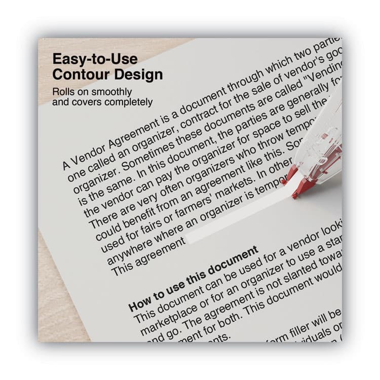 UNIVERSAL OFFICE PRODUCTS Correction Tape Dispenser, Non-Refillable, 0.2" x 26.25 ft, White Tape, Clear/Red Dispenser, 2/Pack (UNV75602) thumbnail 3